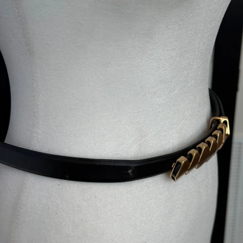 Carlisle black leather & gold variegated 7 piece buckle size large - Picture 3 of 12